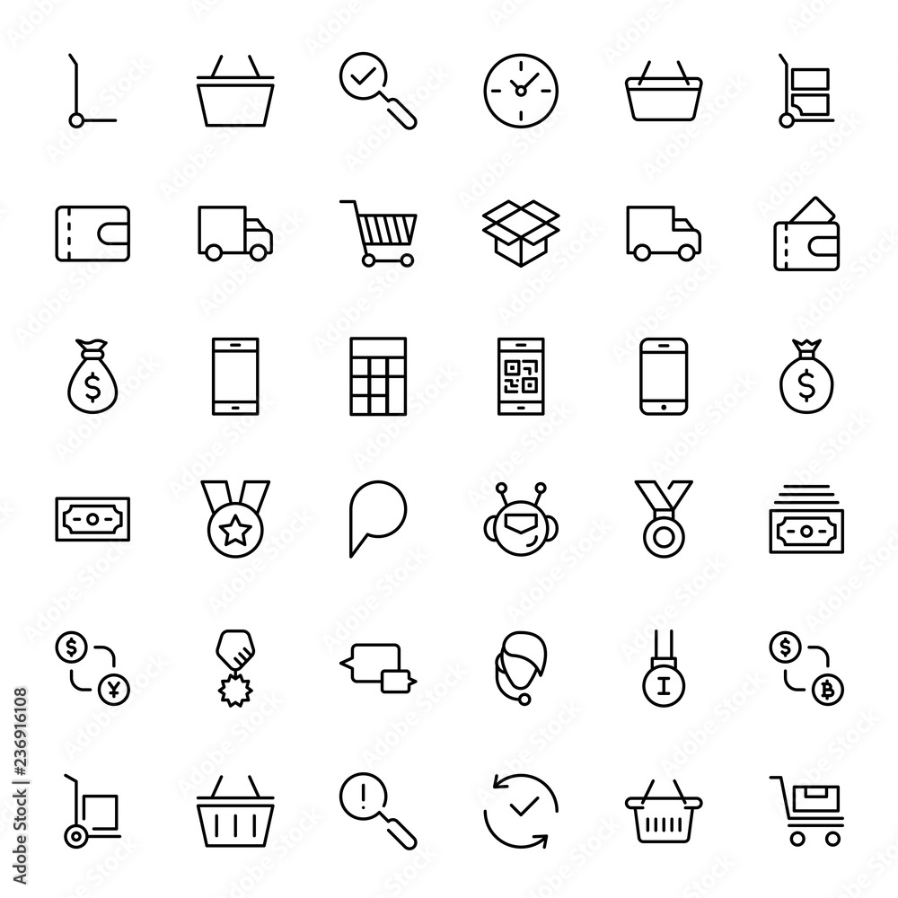 Fototapeta premium E-shopping flat icon