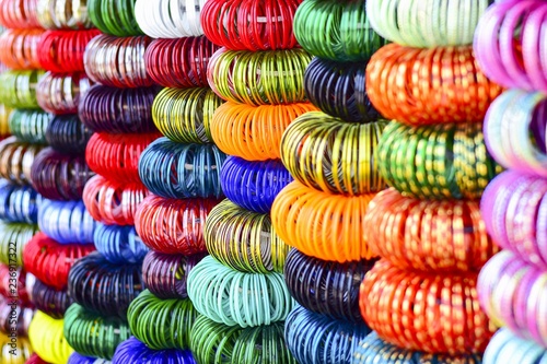 Indian bangles in local market. photo