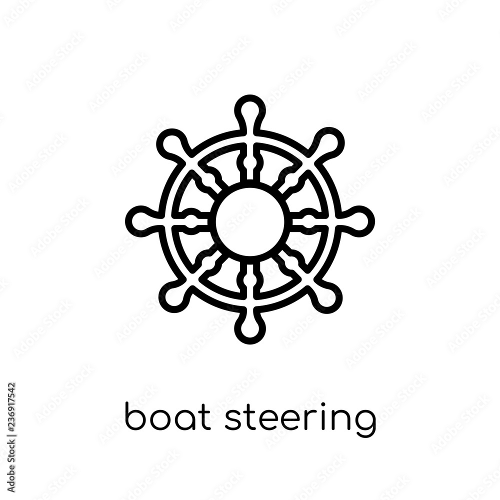 Boat Steering Wheel icon. Trendy modern flat linear vector Boat Steering Wheel icon on white background from thin line Nautical collection Boat Steering Wheel icon. Trendy modern flat linear vector Boat Steering Wheel icon on white background from thin line Nautical collection