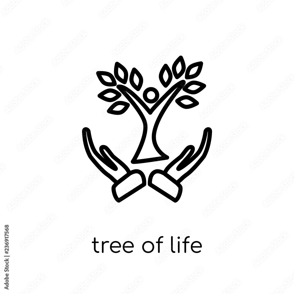 Tree of Life icon. Trendy modern flat linear vector Tree of Life icon on white background from thin line Religion collection Tree of Life icon. Trendy modern flat linear vector Tree of Life icon on white background from thin line Religion collection