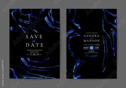 Luxury Marble and marbling Wedding Invitation, Thank you card, Greeting, RSVP card vector template.