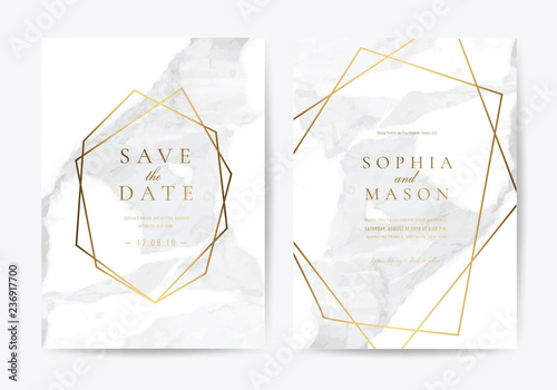 Luxury Marble and marbling Wedding Invitation, Thank you card, Greeting, RSVP card vector template.