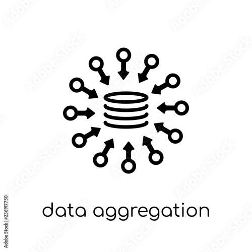 data aggregation icon. Trendy modern flat linear vector data aggregation icon on white background from thin line general collection