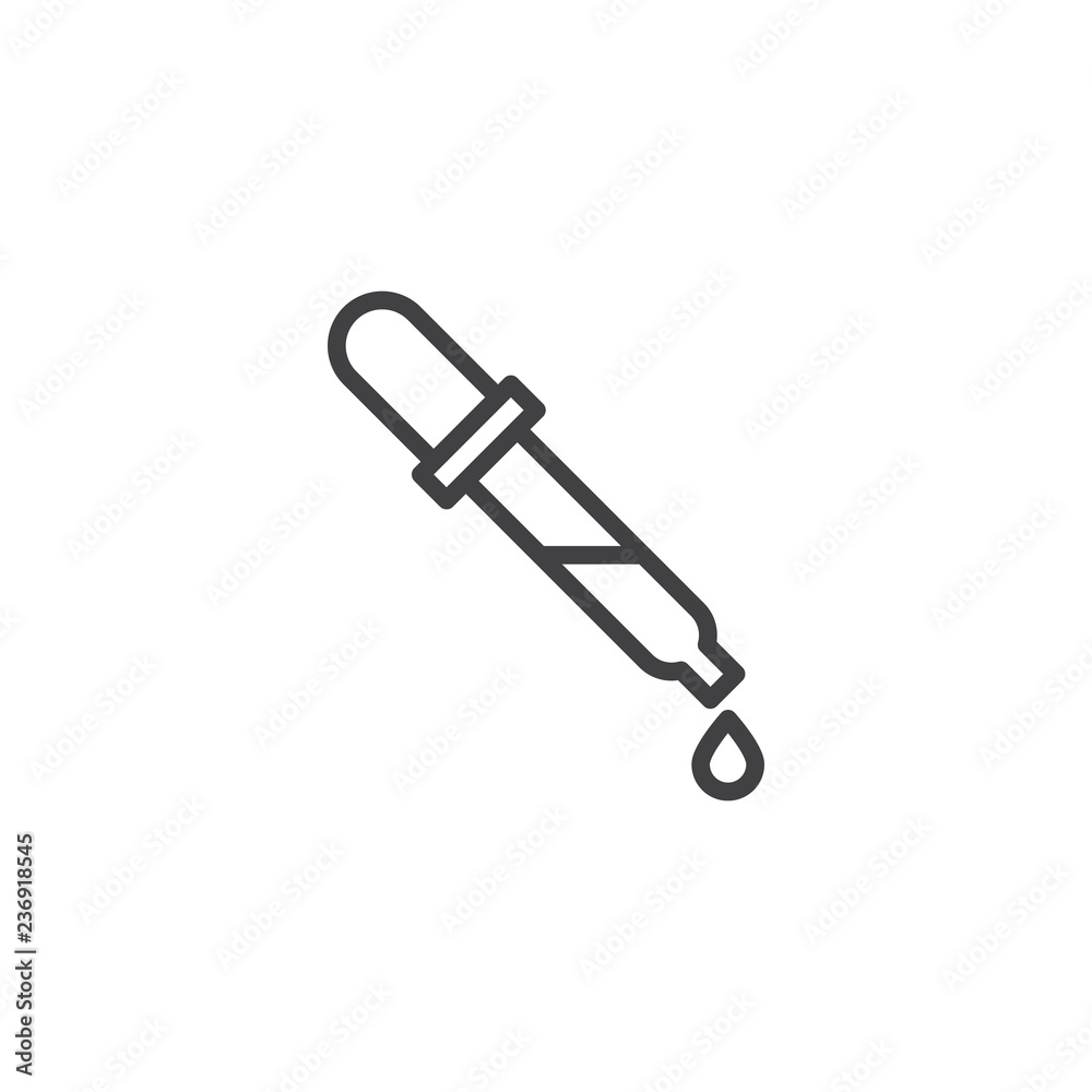 Eyedropper, design tool outline icon. linear style sign for mobile concept and web design. Dropper tool simple line vector icon. Symbol, logo illustration. Pixel perfect vector graphics