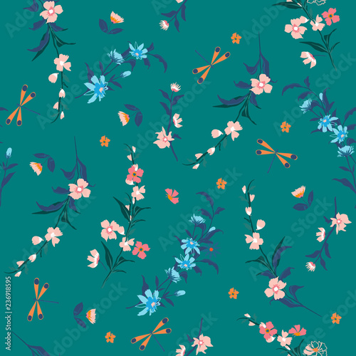 Vintage liberty pastel color in Delicate seamless pattern vector liberty little flowers. Floral pattern for fashion prints.