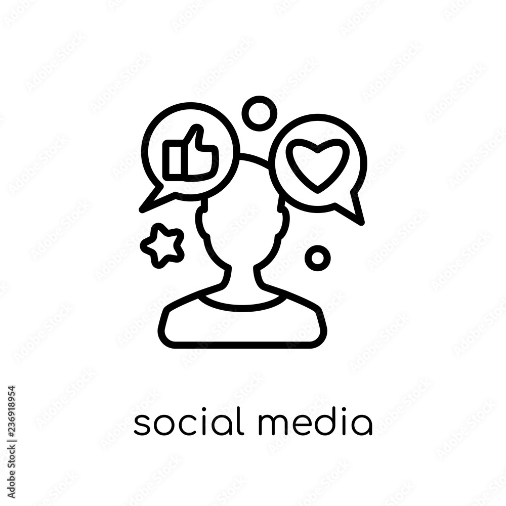 social media specialist icon. Trendy modern flat linear vector social media  specialist icon on white background from thin line General collection  vector de Stock | Adobe Stock
