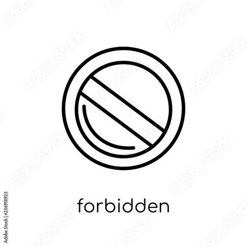 Forbidden icon. Trendy modern flat linear vector Forbidden icon on white background from thin line Maps and Locations collection