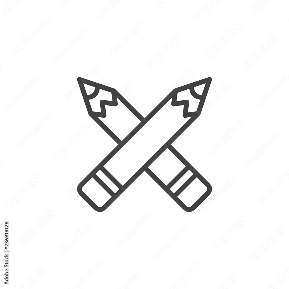 Crossed pencils outline icon. linear style sign for mobile concept and web design. Designer tools simple line vector icon. Symbol, logo illustration. Pixel perfect vector graphics Crossed pencils outline icon. linear style sign for mobile concept and web design. Designer tools simple line vector icon. Symbol, logo illustration. Pixel perfect vector graphics