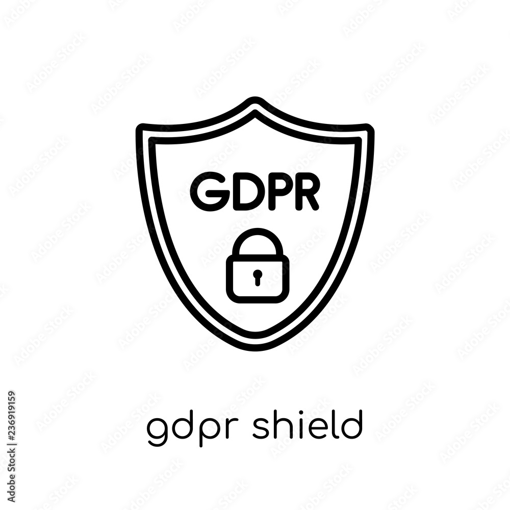 gdpr Shield icon. Trendy modern flat linear vector gdpr Shield icon on white background from thin line Internet Security and Networking collection