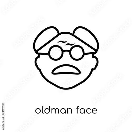 Oldman face icon. Trendy modern flat linear vector Oldman face icon on white background from thin line People collection