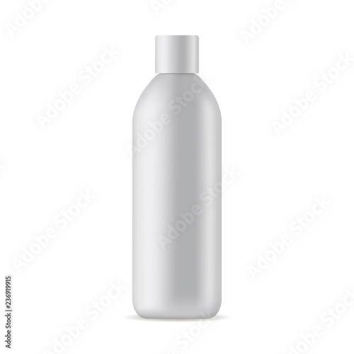 Tall cosmetic bottle mock up isolated on white background. Vector illustration