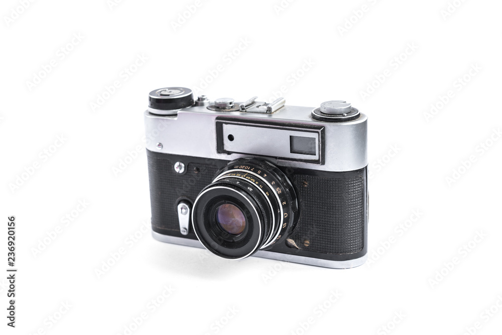 Old camera isolated on white background.