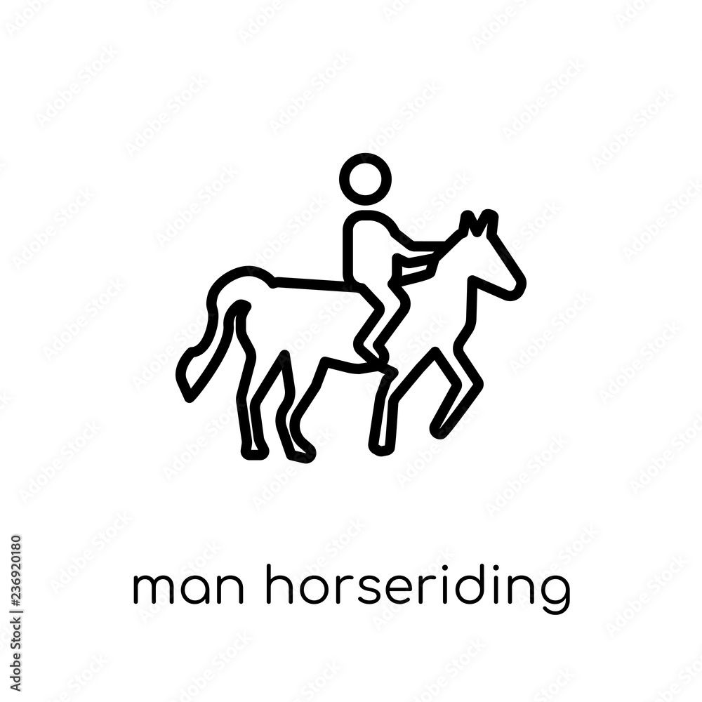Man Horseriding icon. Trendy modern flat linear vector Man Horseriding icon on white background from thin line People collection Man Horseriding icon. Trendy modern flat linear vector Man Horseriding icon on white background from thin line People collection