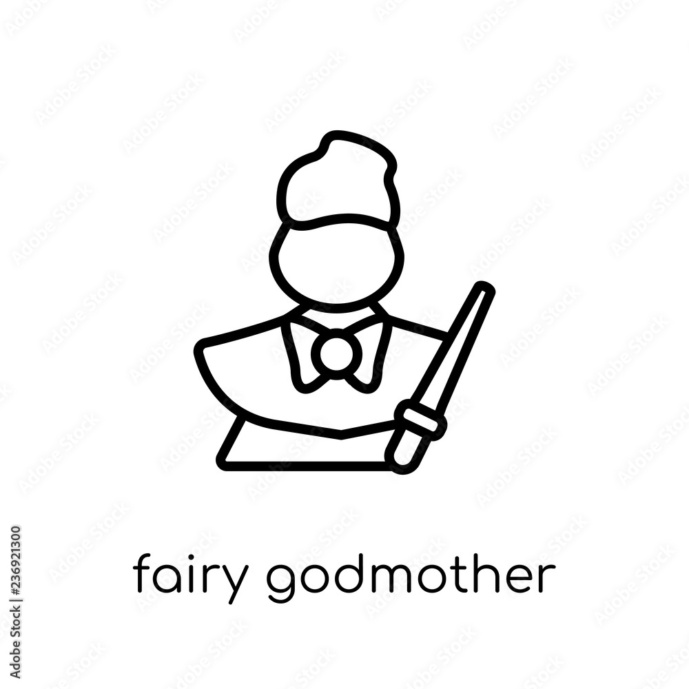 fairy godmother icon. Trendy modern flat linear vector fairy godmother icon on white background from thin line Fairy Tale collection