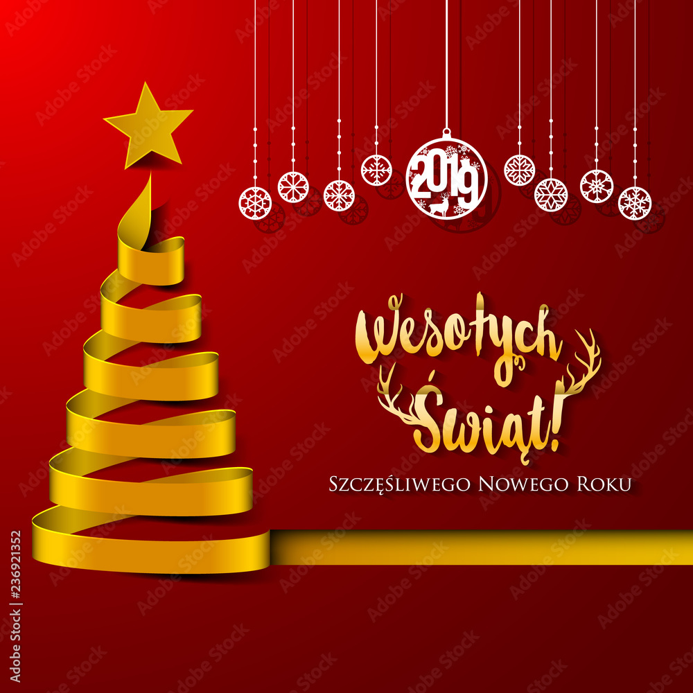 Polish Christmas and Happy New Year greeting card