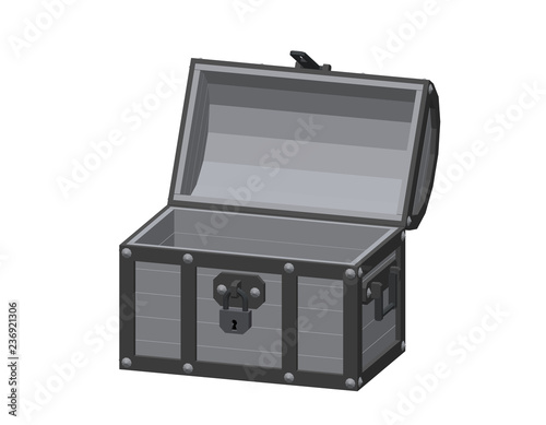 Empty wooden chest. Isolate...