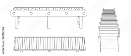 Empty conveyor belt. Vector outline illustration photo