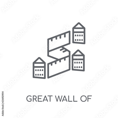 Great wall of china linear icon. Modern outline Great wall of china logo concept on white background from Architecture and Travel collection