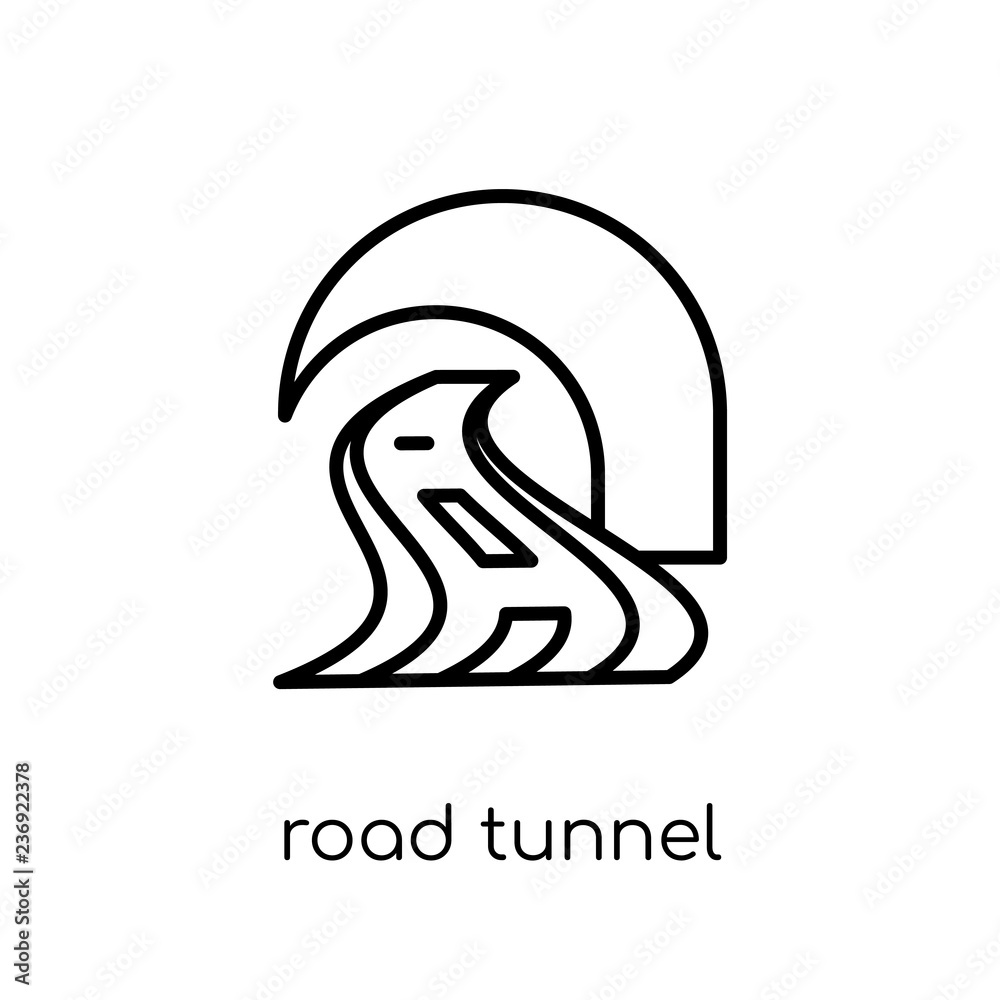 road tunnel icon. Trendy modern flat linear vector road tunnel icon on white background from thin line General collection road tunnel icon. Trendy modern flat linear vector road tunnel icon on white background from thin line General collection