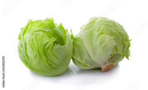 Green Iceberg lettuce on White Background