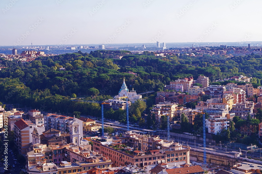 View of Rome from the of Saint Peter basilica, Vativcn city, Rome, Italy