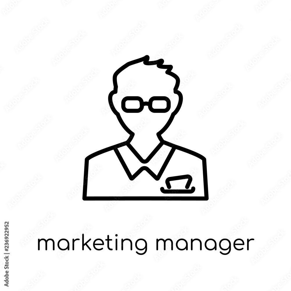 Marketing Manager icon. Trendy modern flat linear vector Marketing Manager icon on white background from thin line Professions collection