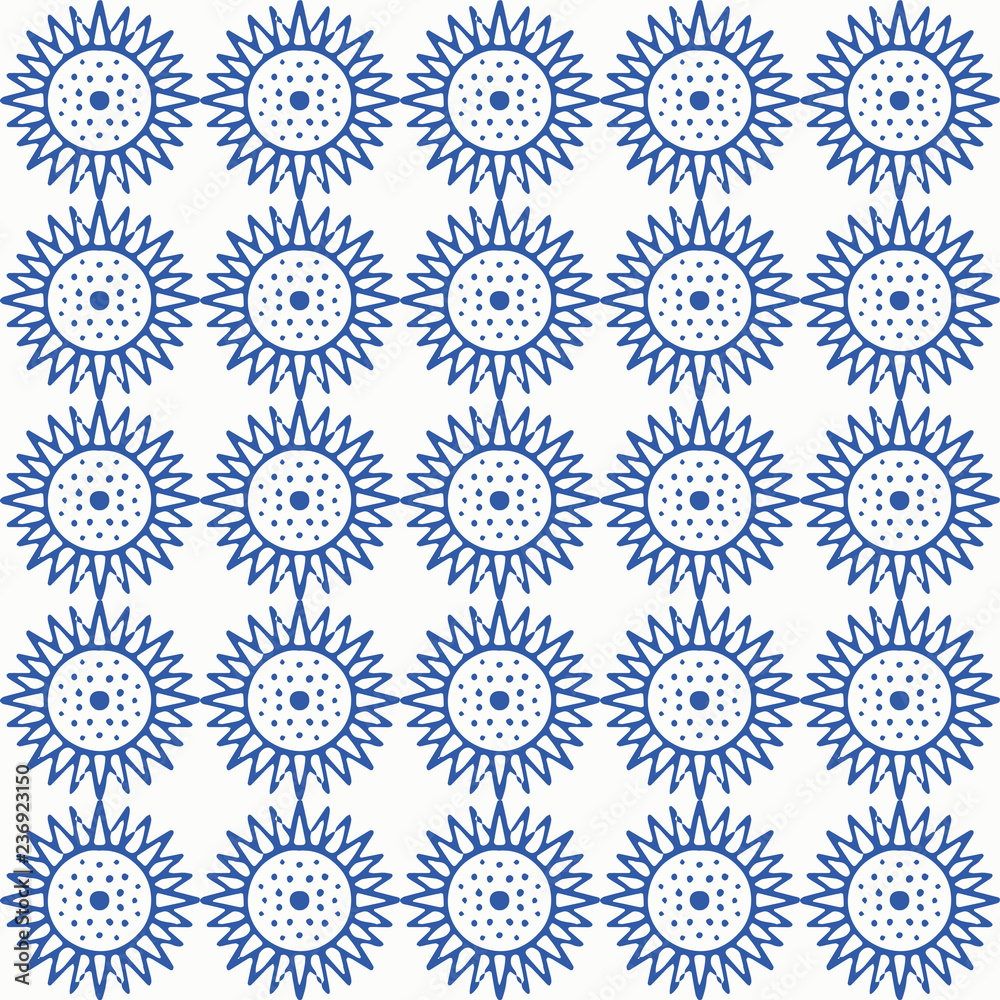 Indigo blue hand drawn vector seamless pattern. Porcelain - style surface design for fabric, wrapping paper or backdrop. Indigo blue hand drawn vector seamless pattern. Porcelain - style surface design for fabric, wrapping paper or backdrop.