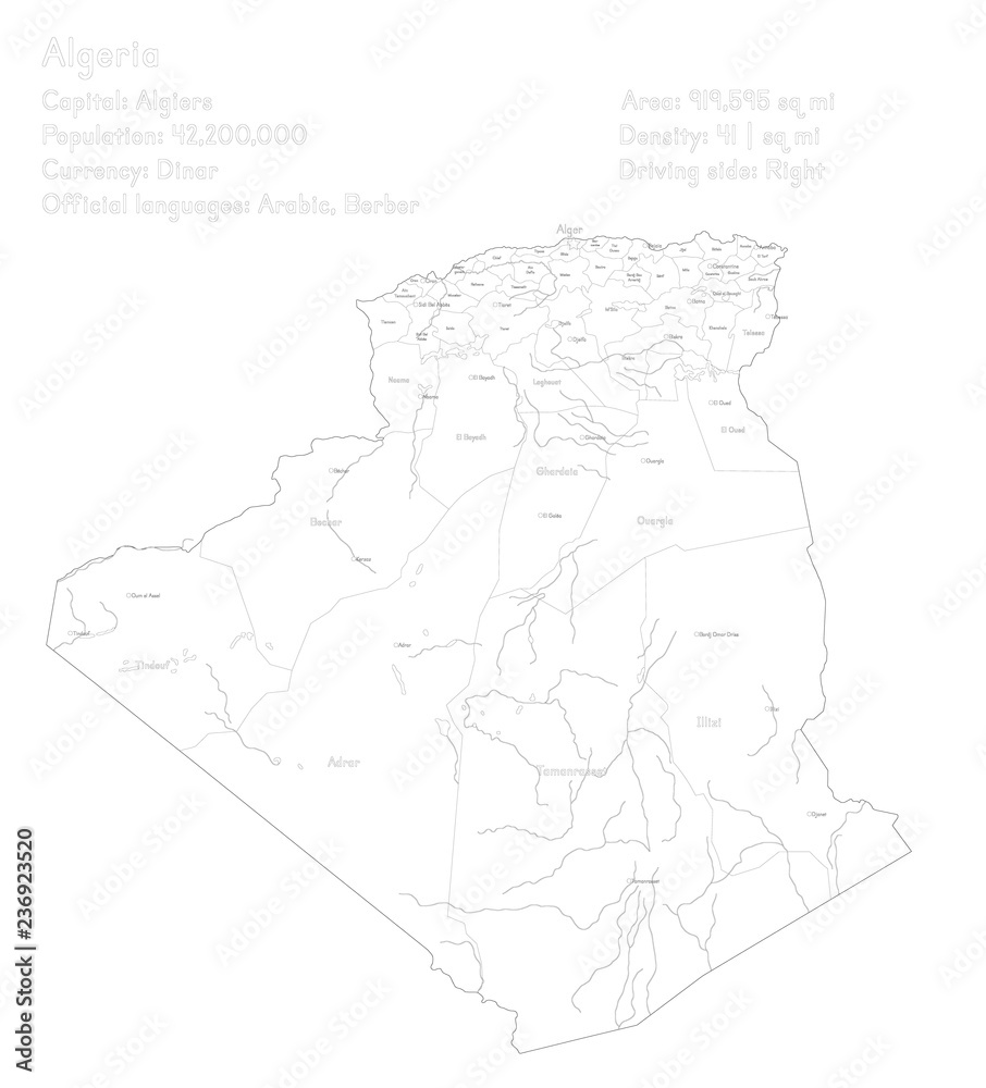 Fototapeta premium Detailed map and infographic of Algeria