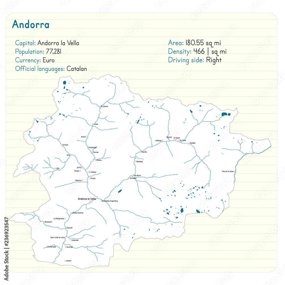 Detailed map and infographic of Andorra Detailed map and infographic of Andorra