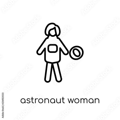 Astronaut Woman icon. Trendy modern flat linear vector Astronaut Woman icon on white background from thin line Ladies collection