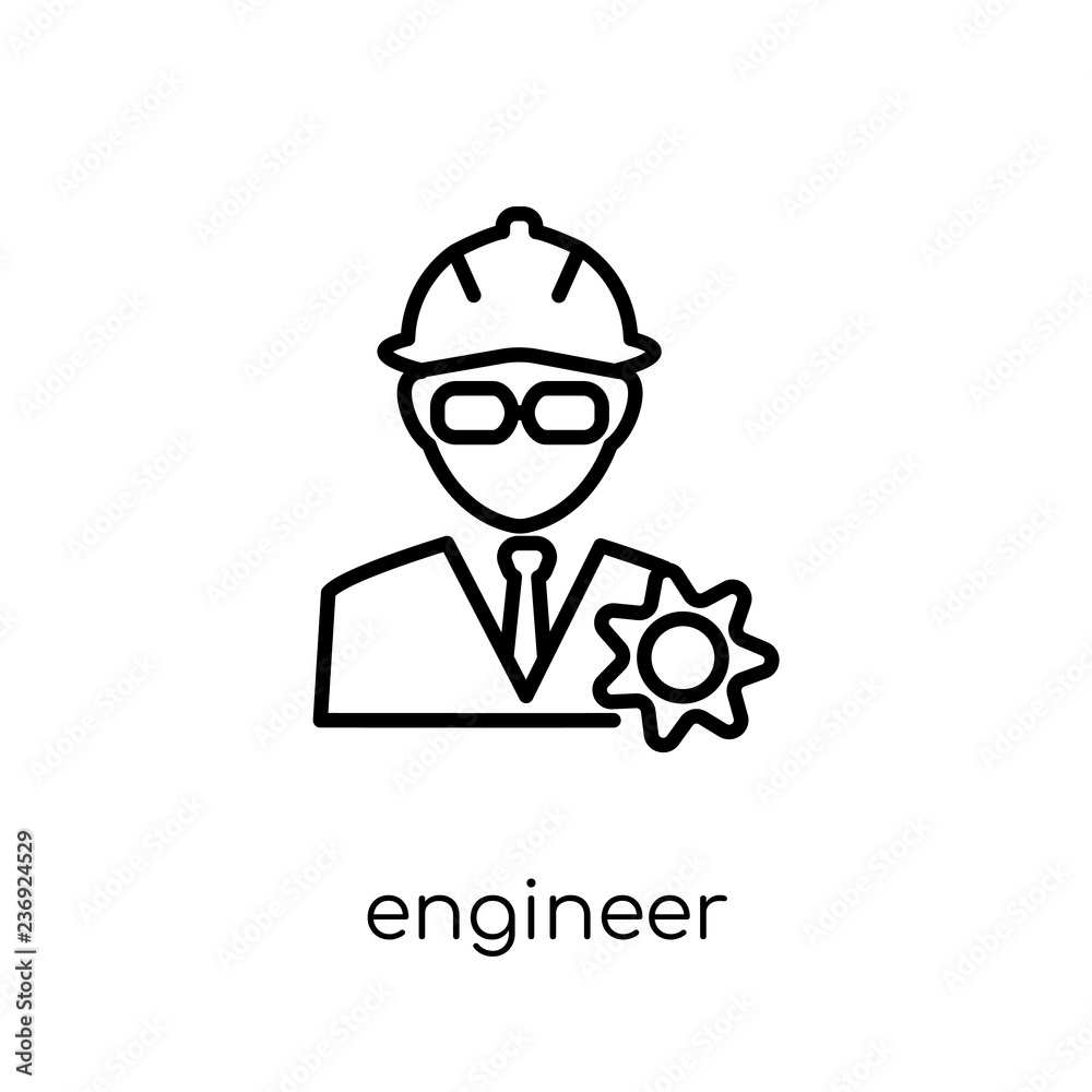 Engineer icon. Trendy modern flat linear vector Engineer icon on white background from thin line Professions collection
