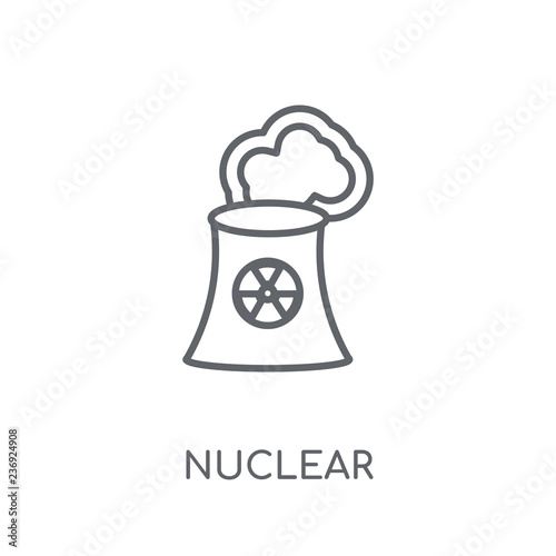 Nuclear linear icon. Modern outline Nuclear logo concept on white background from army and war collection