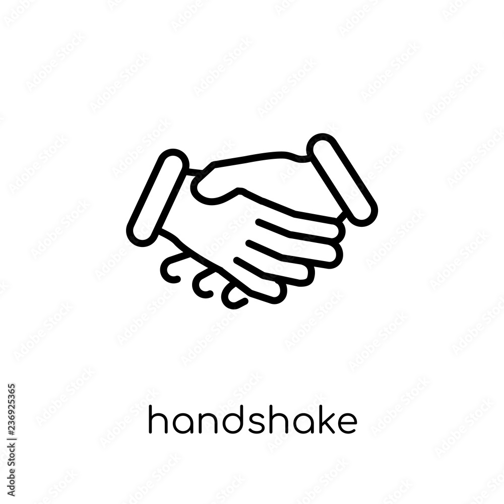 Handshake icon. Trendy modern flat linear vector Handshake icon on white background from thin line Hands and guestures collection Handshake icon. Trendy modern flat linear vector Handshake icon on white background from thin line Hands and guestures collection