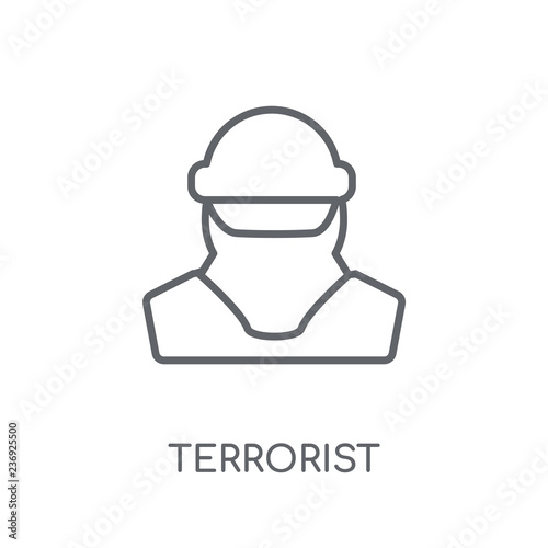 Terrorist linear icon isolated on white background