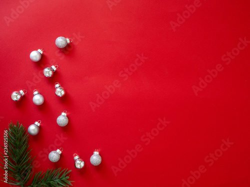 Decorate Christmas and New Year on red background © jittima