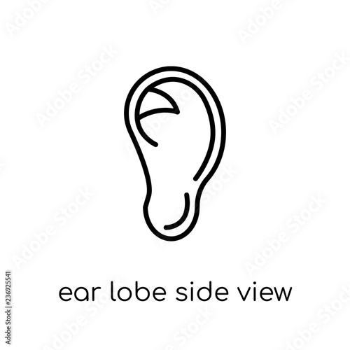 Ear lobe side view icon. Trendy modern flat linear vector Ear lobe side view icon on white background from thin line Human Body Parts collection