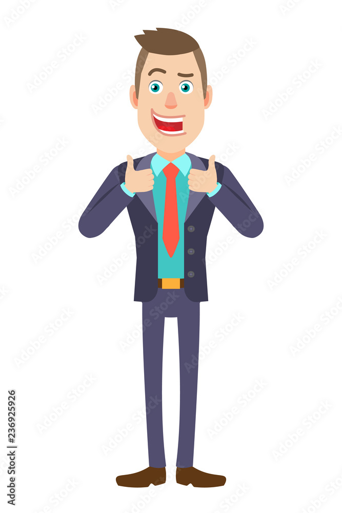 Businessman showing thumb up