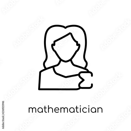 Mathematician icon. Trendy modern flat linear vector Mathematician icon on white background from thin line Professions collection