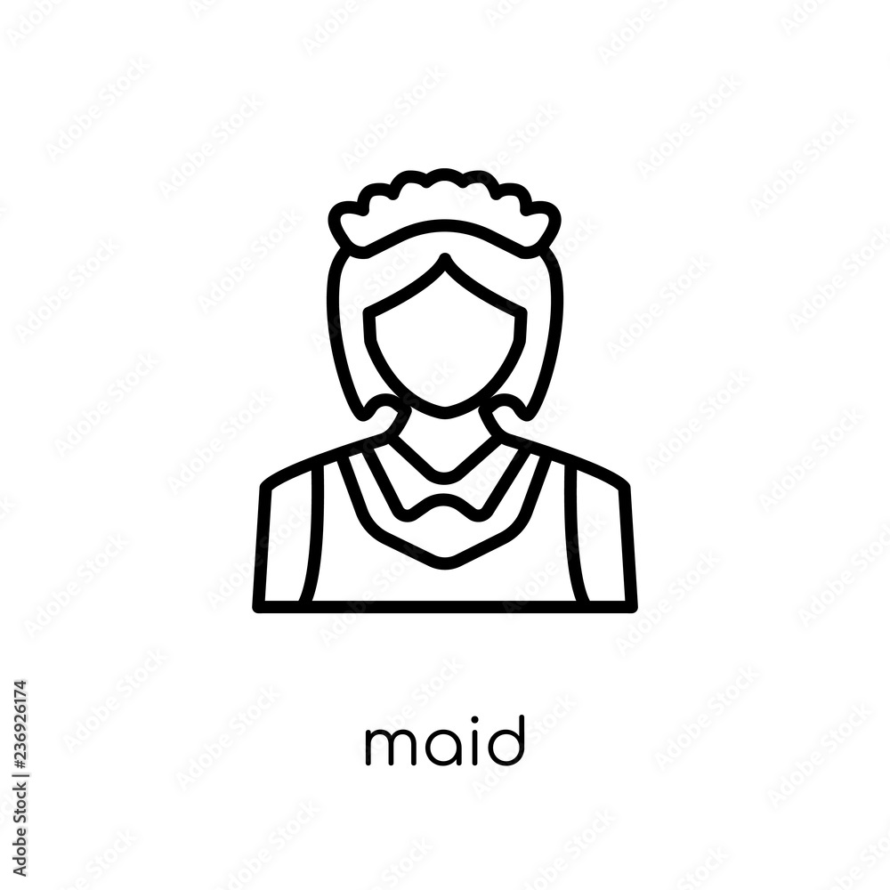Maid icon. Trendy modern flat linear vector Maid icon on white background from thin line Professions collection