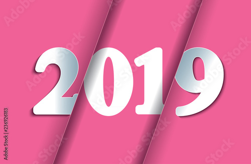 2019 Happy New Year or Christmas Background creative greeting card design, can be used for flyers, invitation, posters, brochure, banners, calendar.