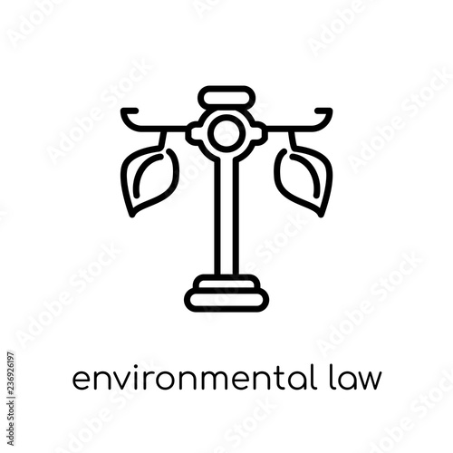 environmental law icon. Trendy modern flat linear vector environmental law icon on white background from thin line law and justice collection
