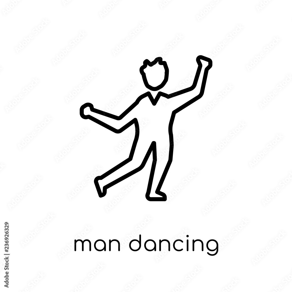 Man Dancing icon. Trendy modern flat linear vector Man Dancing icon on white background from thin line People collection Man Dancing icon. Trendy modern flat linear vector Man Dancing icon on white background from thin line People collection
