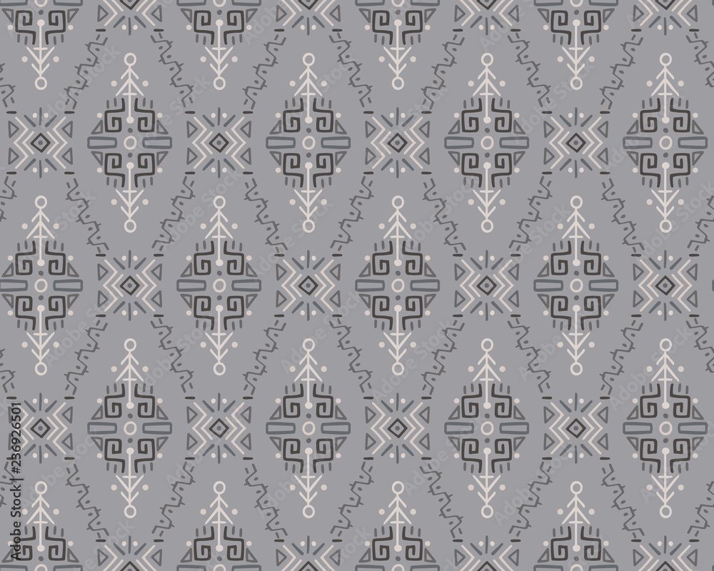 Vector Seamless Pattern in Ethnic Style. Creative tribal endless ornament, perfect for textile design, wrapping paper, wallpaper or site background. Trendy hand drawn boho tile. Vector Seamless Pattern in Ethnic Style. Creative tribal endless ornament, perfect for textile design, wrapping paper, wallpaper or site background. Trendy hand drawn boho tile.