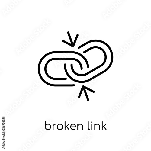 Broken link icon. Trendy modern flat linear vector Broken link icon on white background from thin line Programming collection