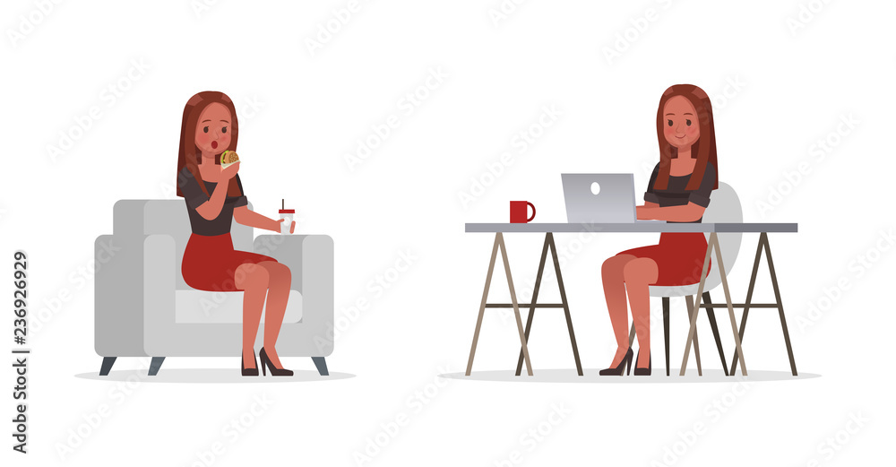 Fototapeta premium Business Woman showing different gestures character vector design. no13