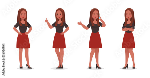 Business Woman showing different gestures character vector design. no12