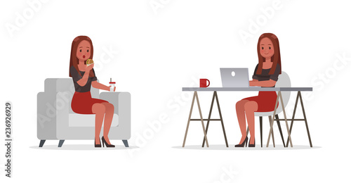 Business Woman showing different gestures character vector design. no13
