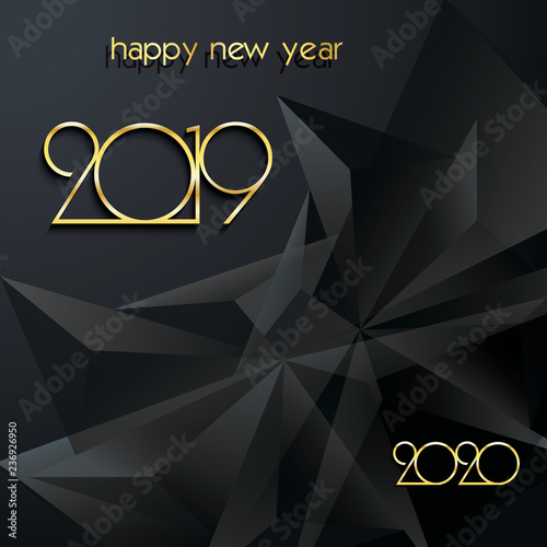 2019 Black Background New Year or Christmas  creative greeting card or calendar design Golden numbers. 2020