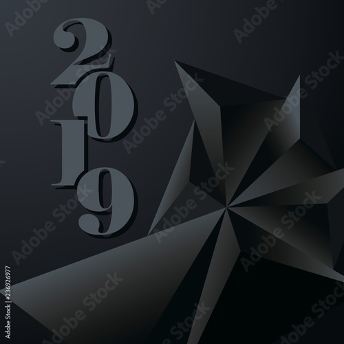 2019 Black Background New Year or Christmas  creative greeting card or calendar design