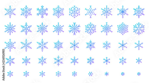 Snowflake simple color line icons snow vector set